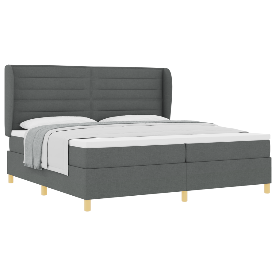 Boxspringbed met matras stof donkergrijs 200x200 cm