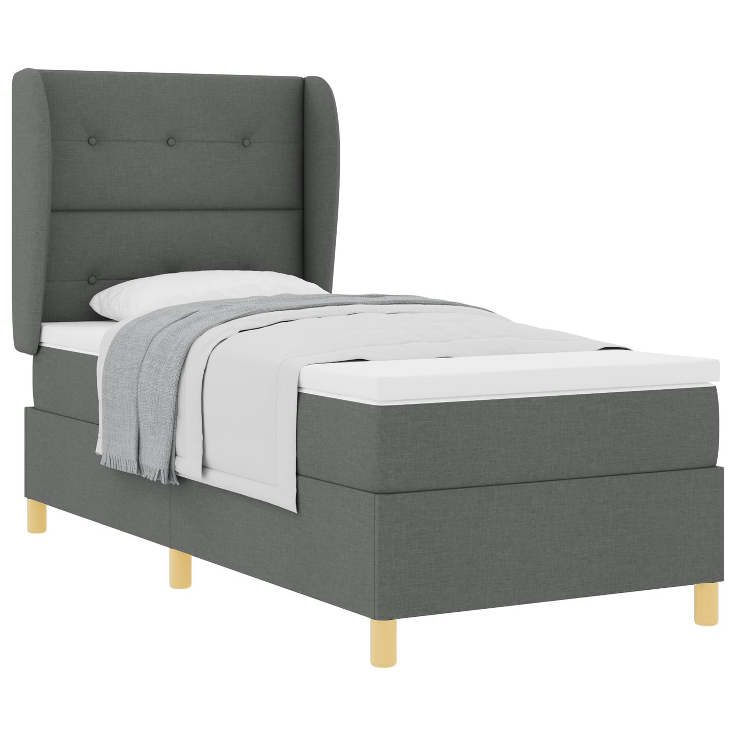 Boxspringbed met matras stof donkergrijs 90x190 cm