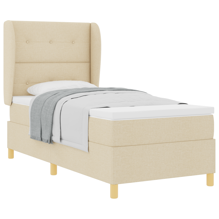 Boxspringbed met matras stof crèmekleurig 90x190 cm