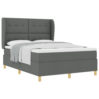 Boxspringbed met matras stof donkergrijs 140x190 cm