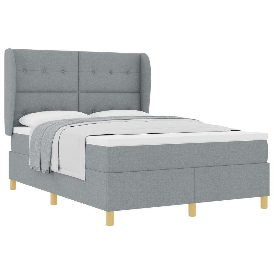 Boxspringbed met matras stof lichtgrijs 140x200 cm