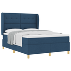 Box Spring Bed with Mattress Dark Gray 90x190 cm Blue Fabric