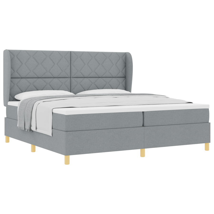 Boxspringbed met matras stof lichtgrijs 200x200 cm