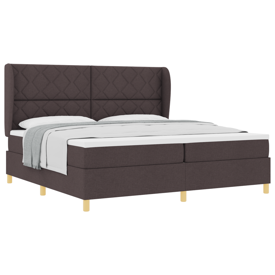 Boxspringbed met matras stof donkerbruin 200x200 cm