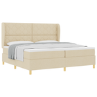 Box Spring Bed with Mattress Dark Grey 90x190 cm Cream Fabric