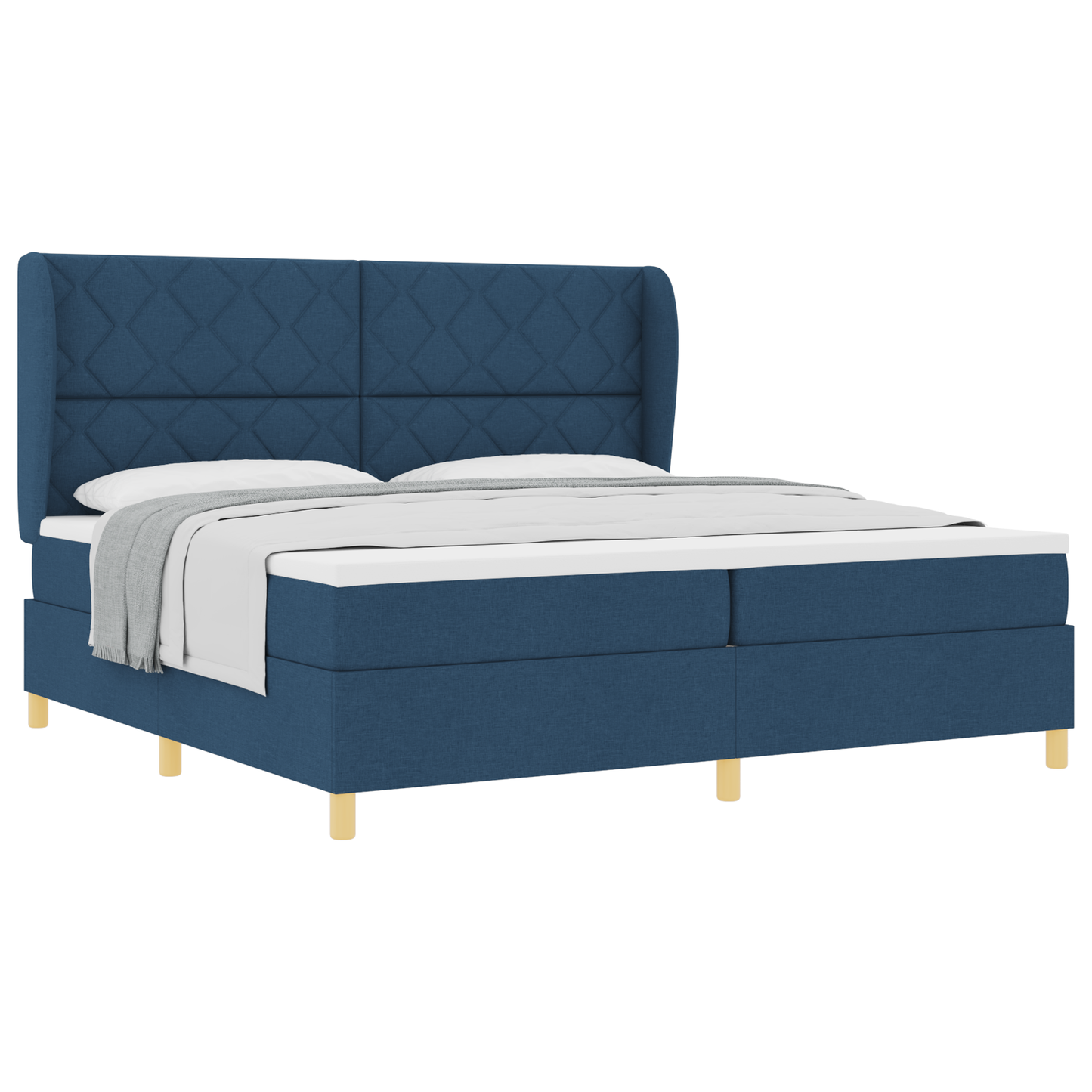Boxspringbed met matras stof blauw 200x200 cm