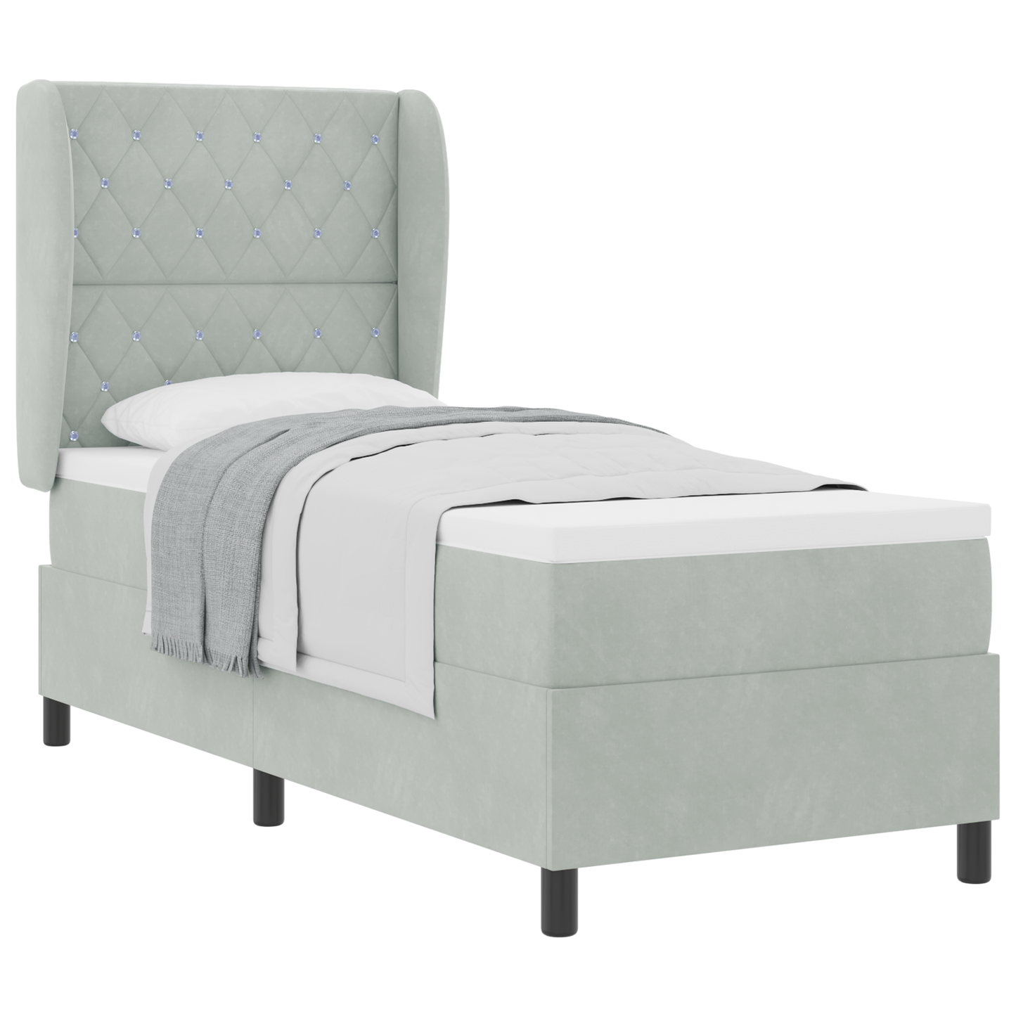 Boxspringbed met matras fluweel lichtgrijs 80x200 cm