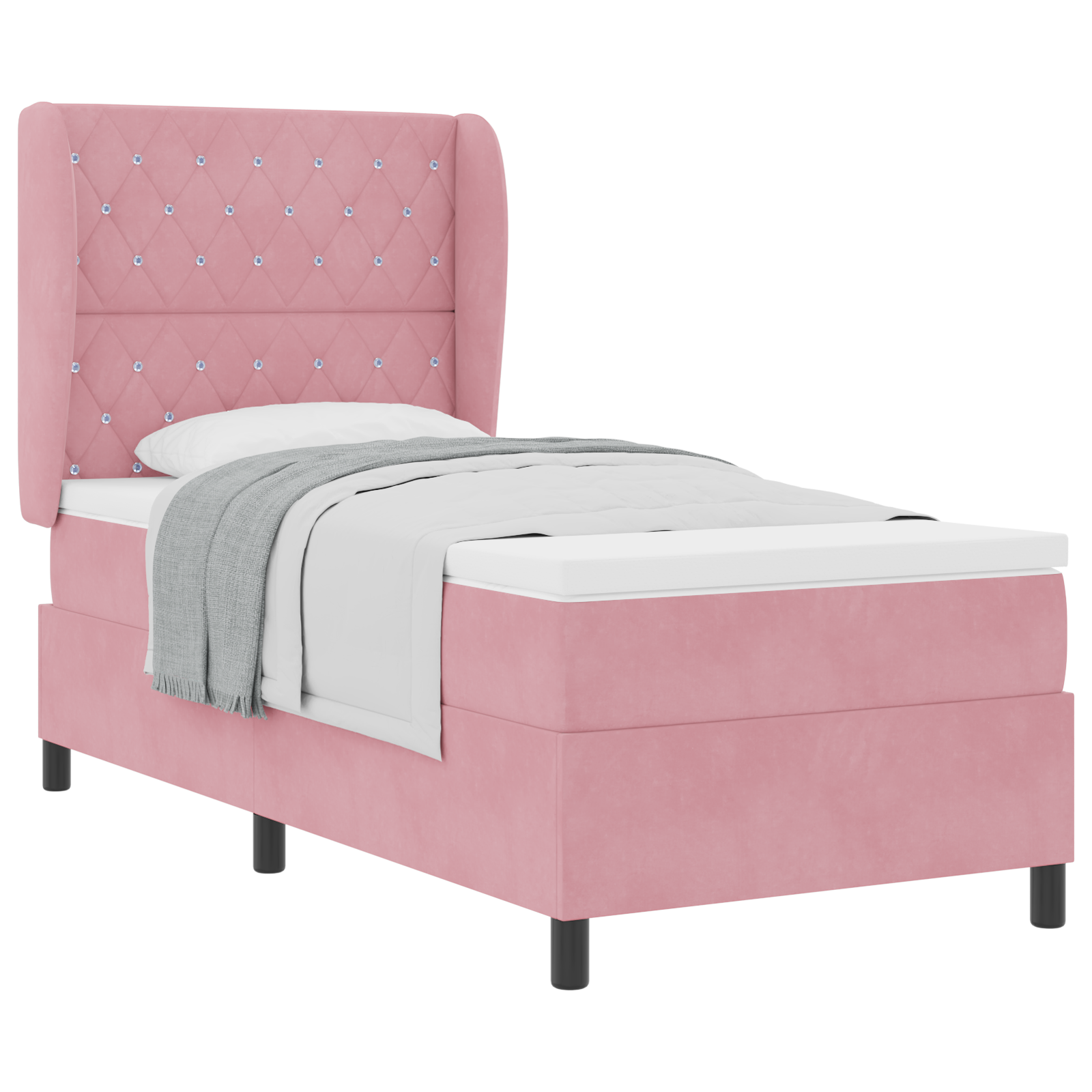 Boxspringbed met matrass fluweel roze 90x200 cm
