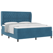 Box Spring Bed with Mattress Dark Blue 200 x 180 cm Polyester