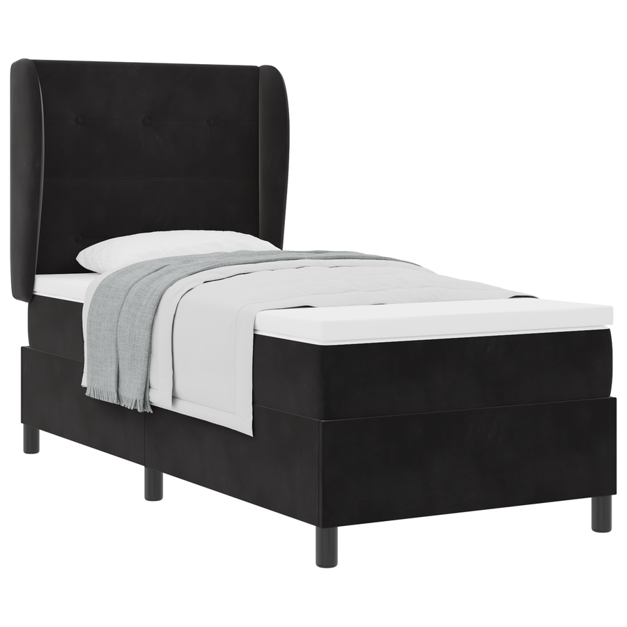 Boxspringbed met matras fluweel zwart 100x200 cm