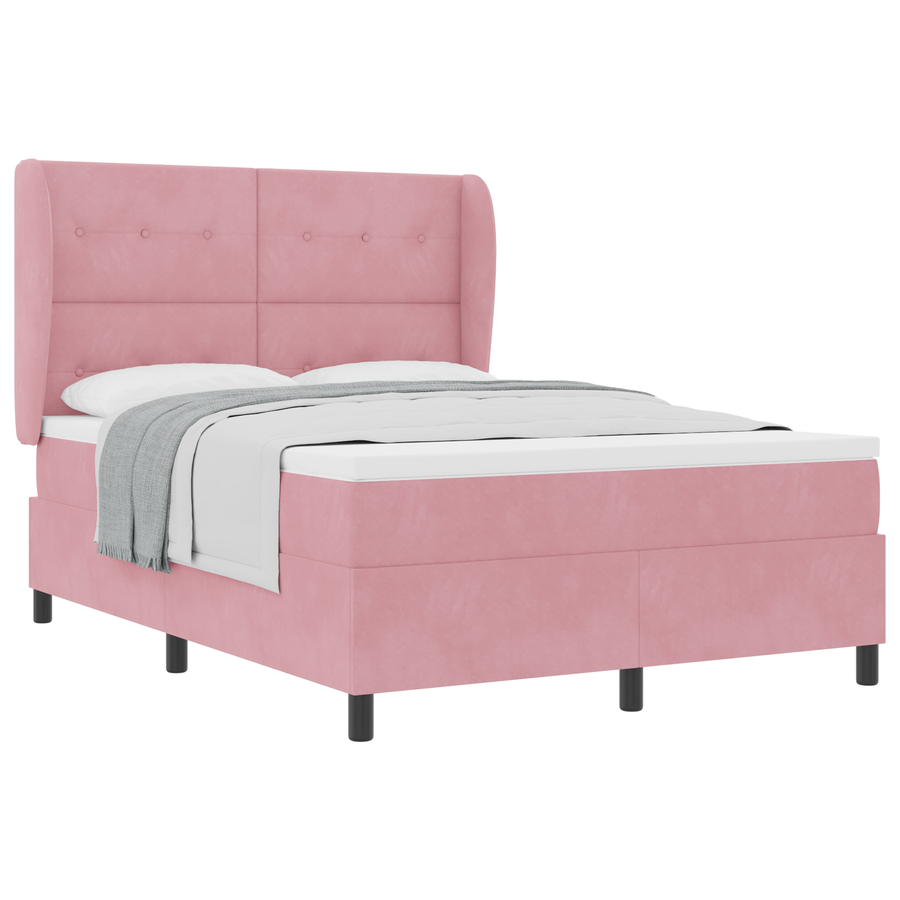 Boxspringbed met matras fluweel roze 140x190 cm