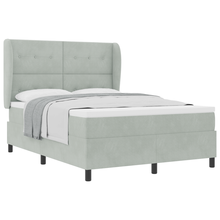 Boxspringbed met matras fluweel lichtgrijs 140x200 cm