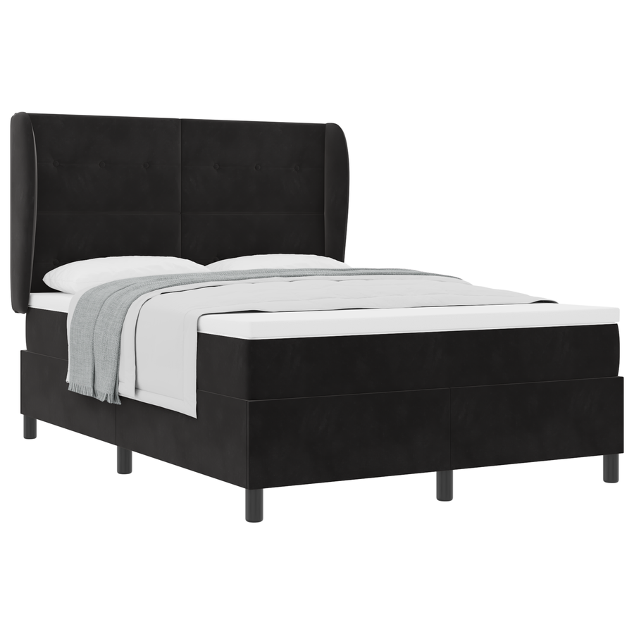 Boxspringbed met matras fluweel zwart 160x200 cm