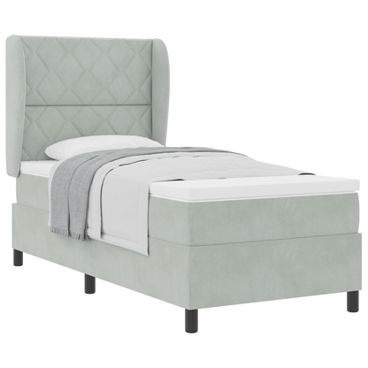 Boxspringbed met matras fluweel lichtgrijs 90x190 cm