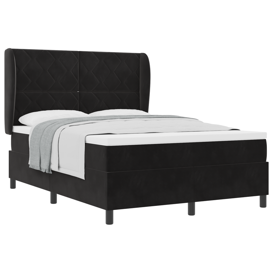 Boxspringbed met matras fluweel zwart 140x200 cm