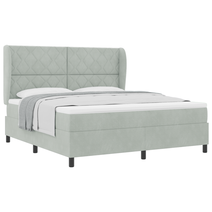 Boxspringbed met matras fluweel lichtgrijs 180x200 cm