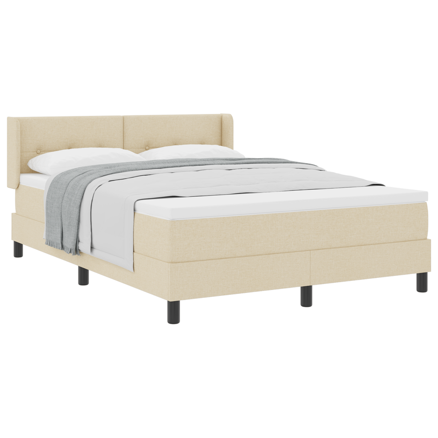 Boxspringbed met matras stof crèmekleurig 140x190 cm