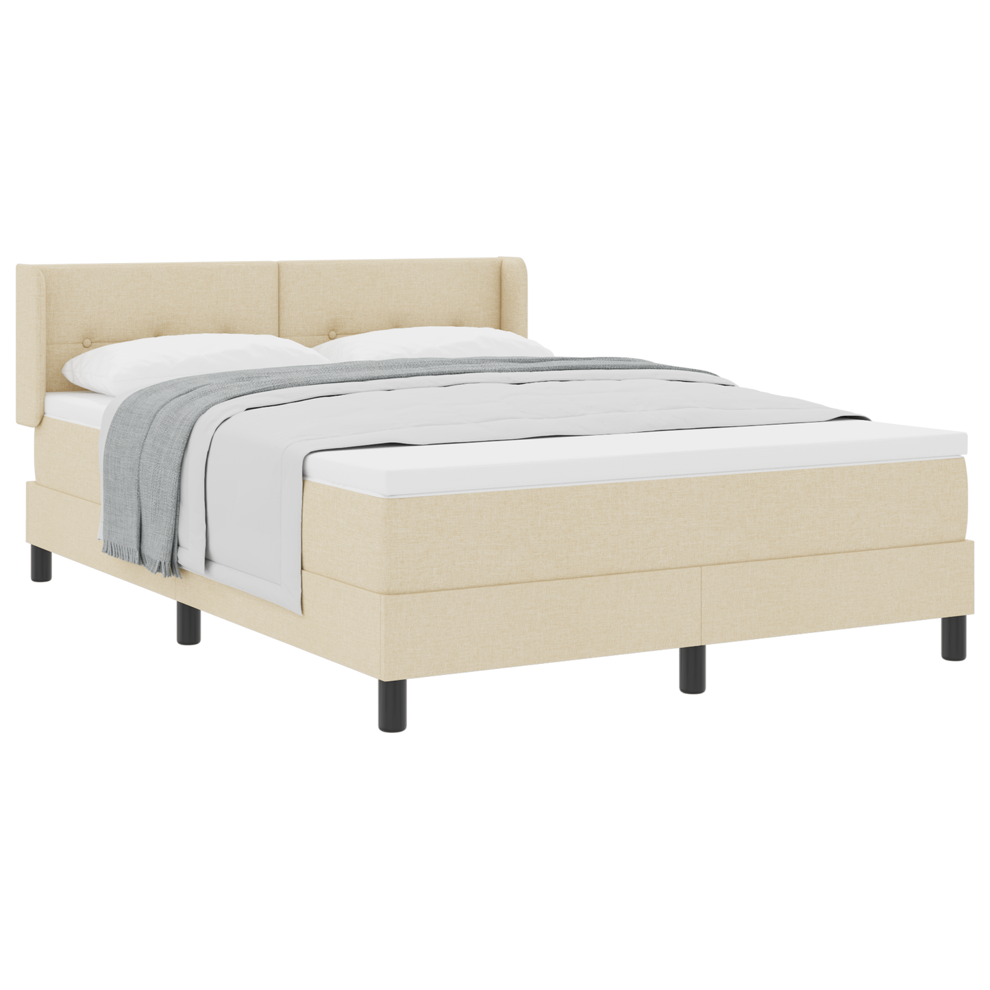 Boxspringbed met matras stof crèmekleurig 160x200 cm