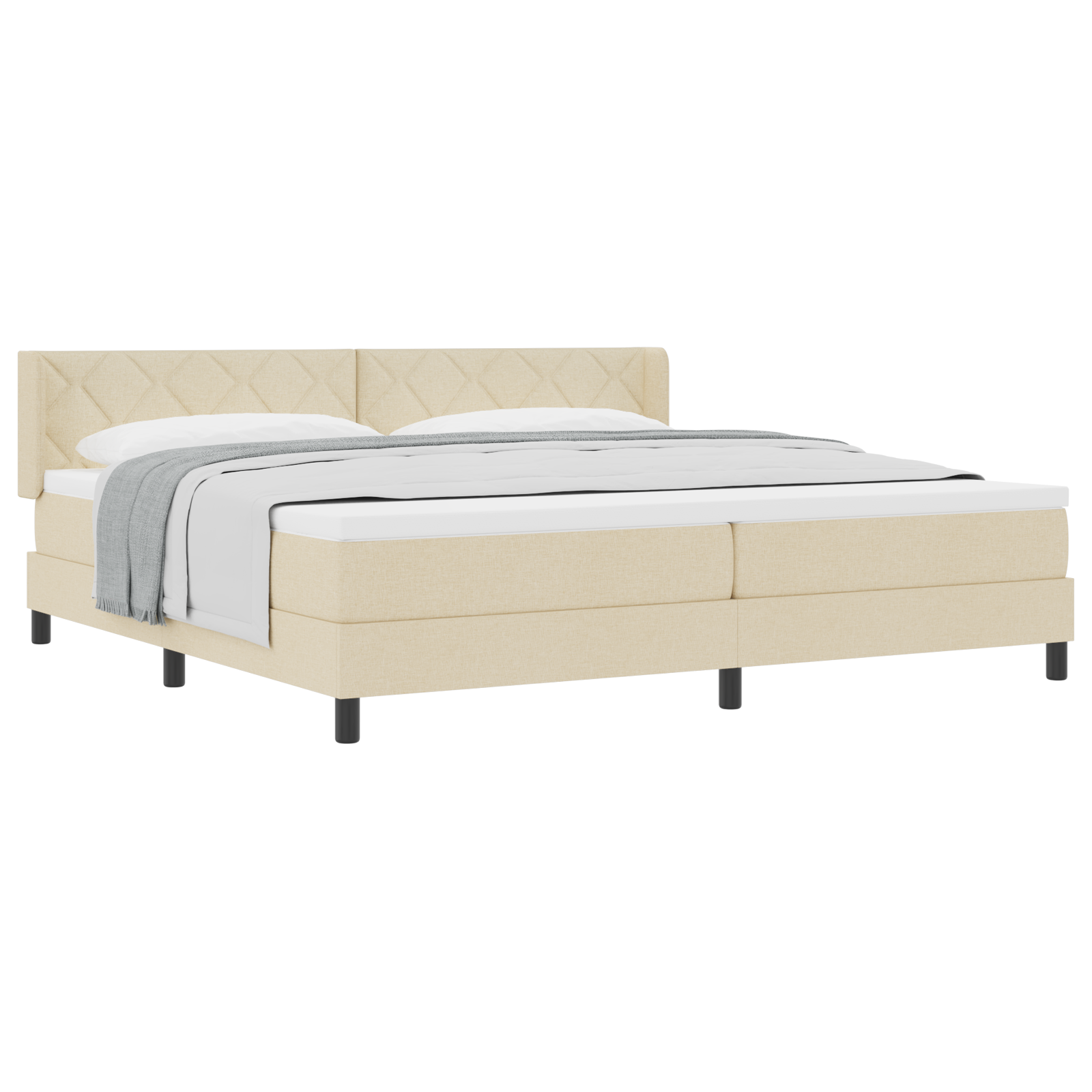 Boxspringsbed met matras stof crèmekleurig 200x200 cm
