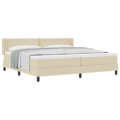 Boxspringsbed met matras stof crèmekleurig 200x200 cm