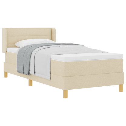 Boxspringbed met matras stof crèmekleurig 90x190 cm