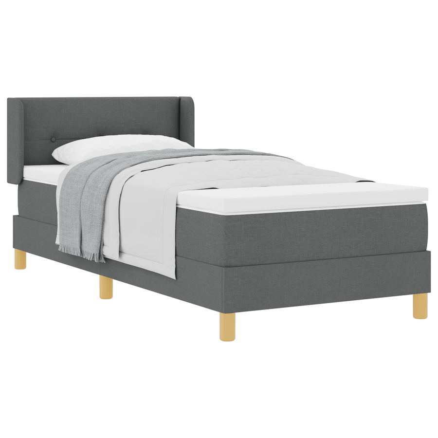 Boxspringbed met matras stof donkergrijs 90x190 cm