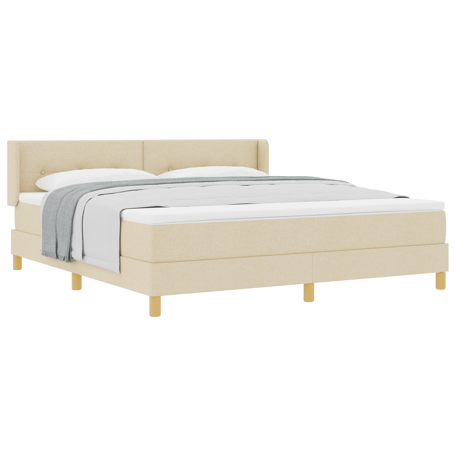 Boxspringbed met matras stof crèmekleurig 180x200 cm