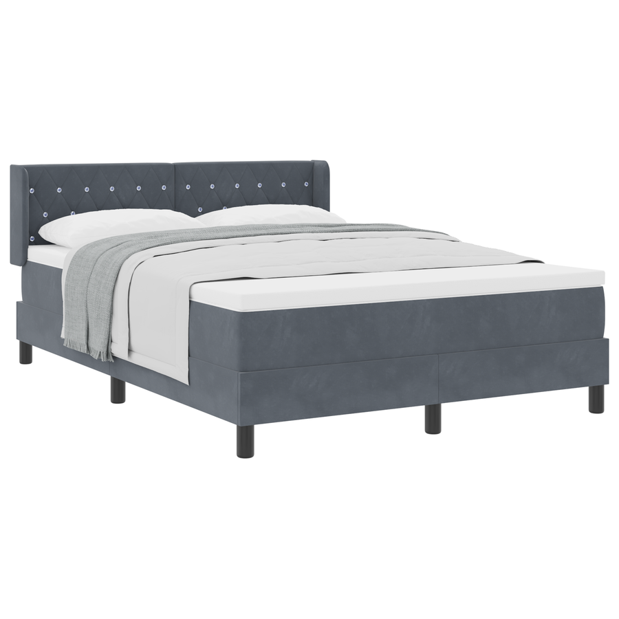 Boxspringbed met matras fluweel donkergrijs 140x190 cm