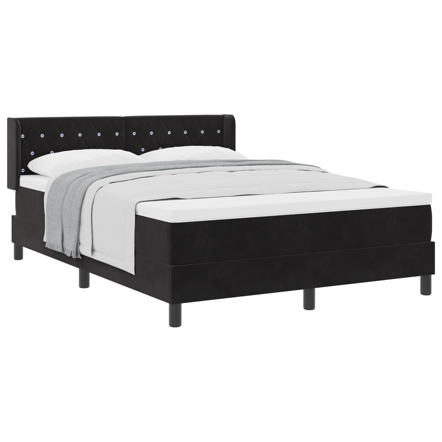 Boxspringbed met matras fluweel zwart 140x190 cm