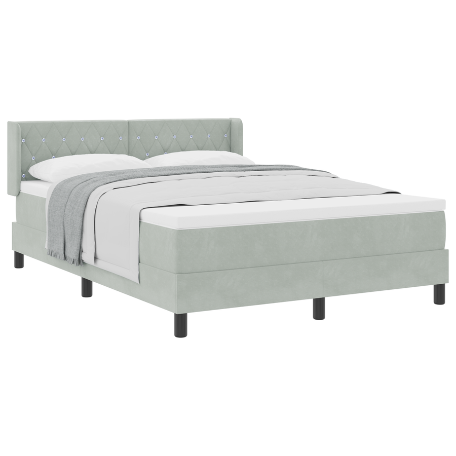 Boxspringbed met matras fluweel lichtgrijs 140x200 cm