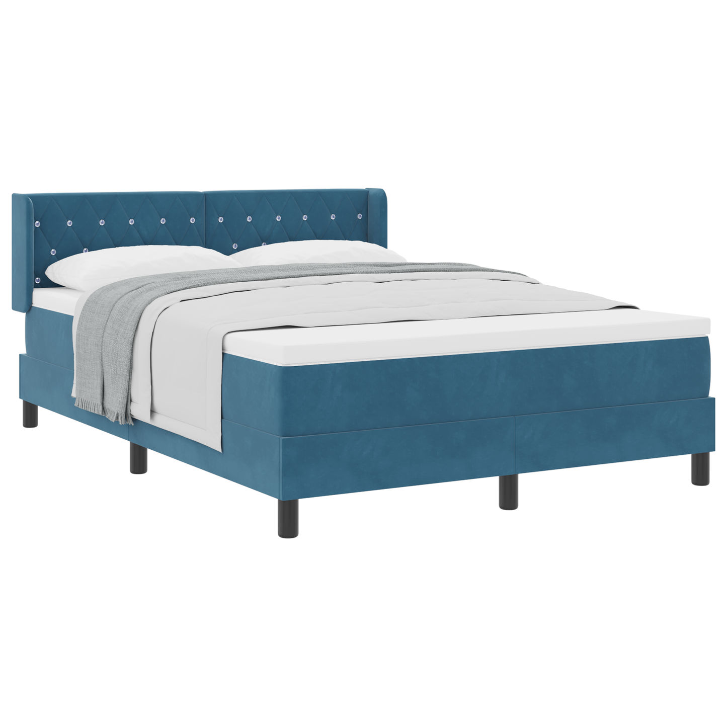 Boxspringbed met matras fluweel donkerblauw 160x200 cm