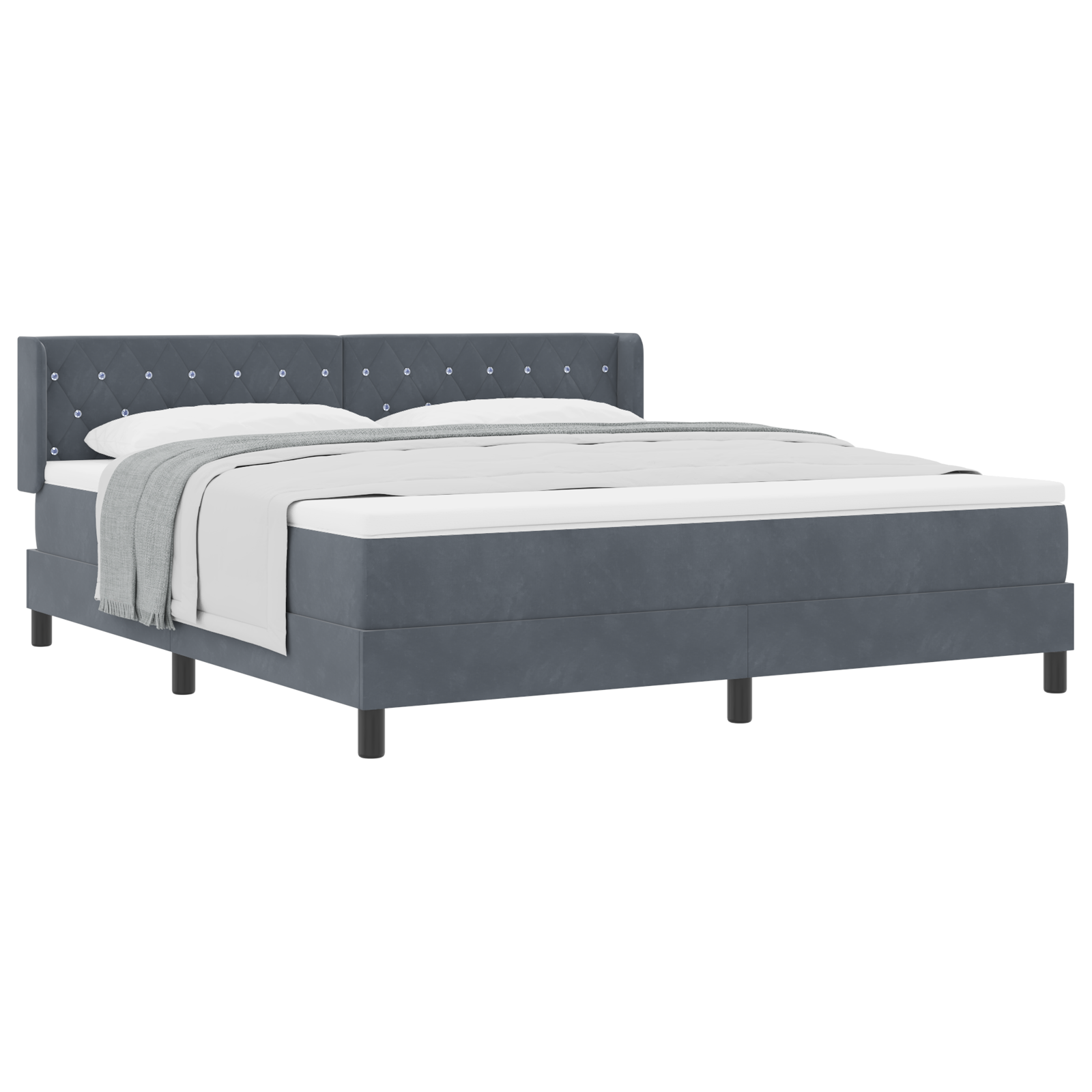 Boxspringbed met Matras Donkergrijs 180x200 cm Fluweel