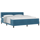 Box Spring Bed with Mattress Dark Blue 200 x 180 cm Polyester