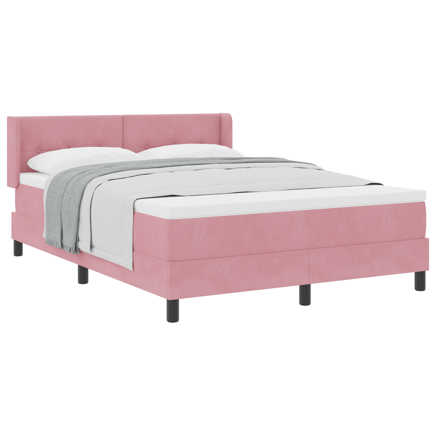 Boxspringbed met matras fluweel roze 140x190 cm