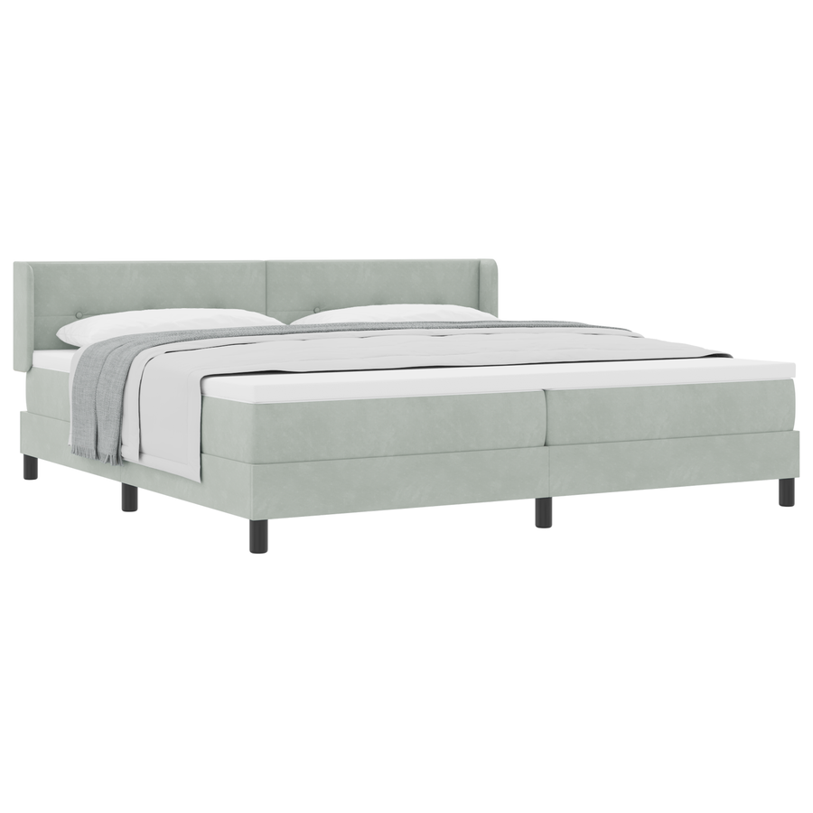 Boxspringbed met matras fluweel lichtgrijs 200x200 cm