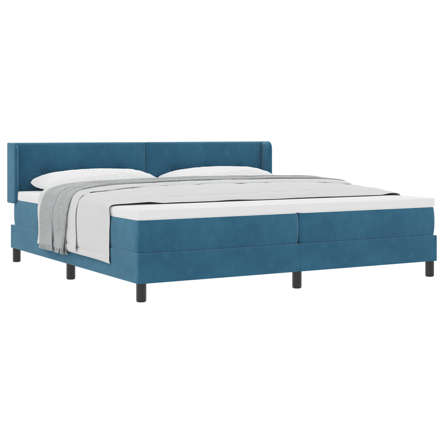 Boxspringbed met matras fluweel donkerblauw 200x200 cm