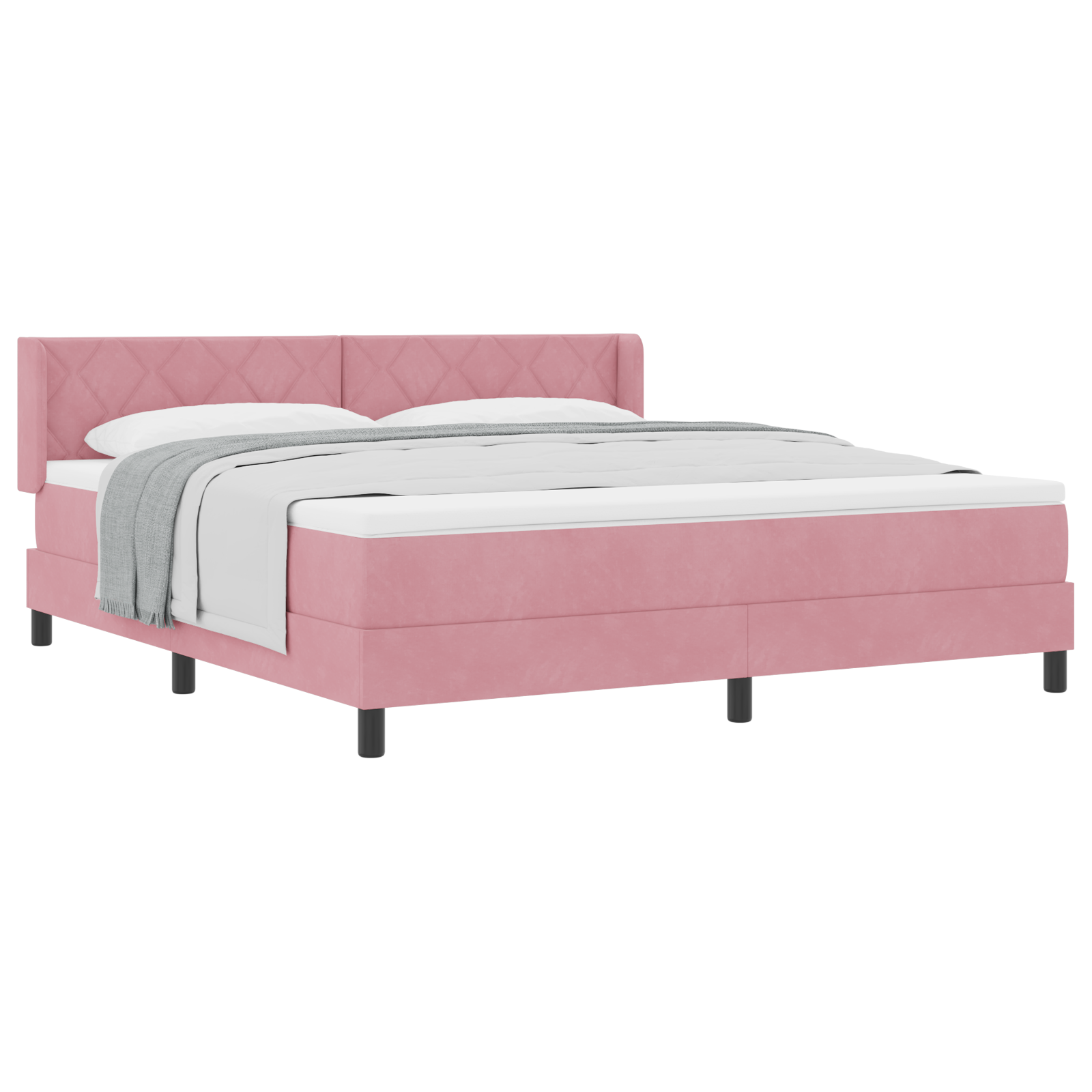 Boxspringbed met matras fluweel roze 180x200 cm