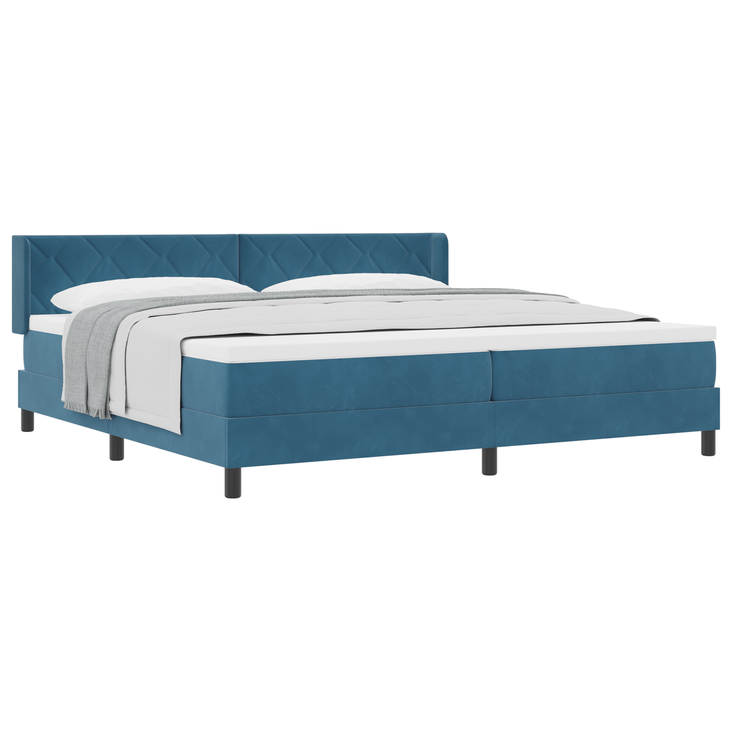 Boxspringbed met matras fluweel donkerblauw 200x200 cm