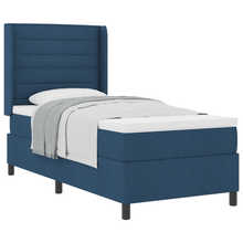 Boxspringbed met matras stof blauw 90x200 cm