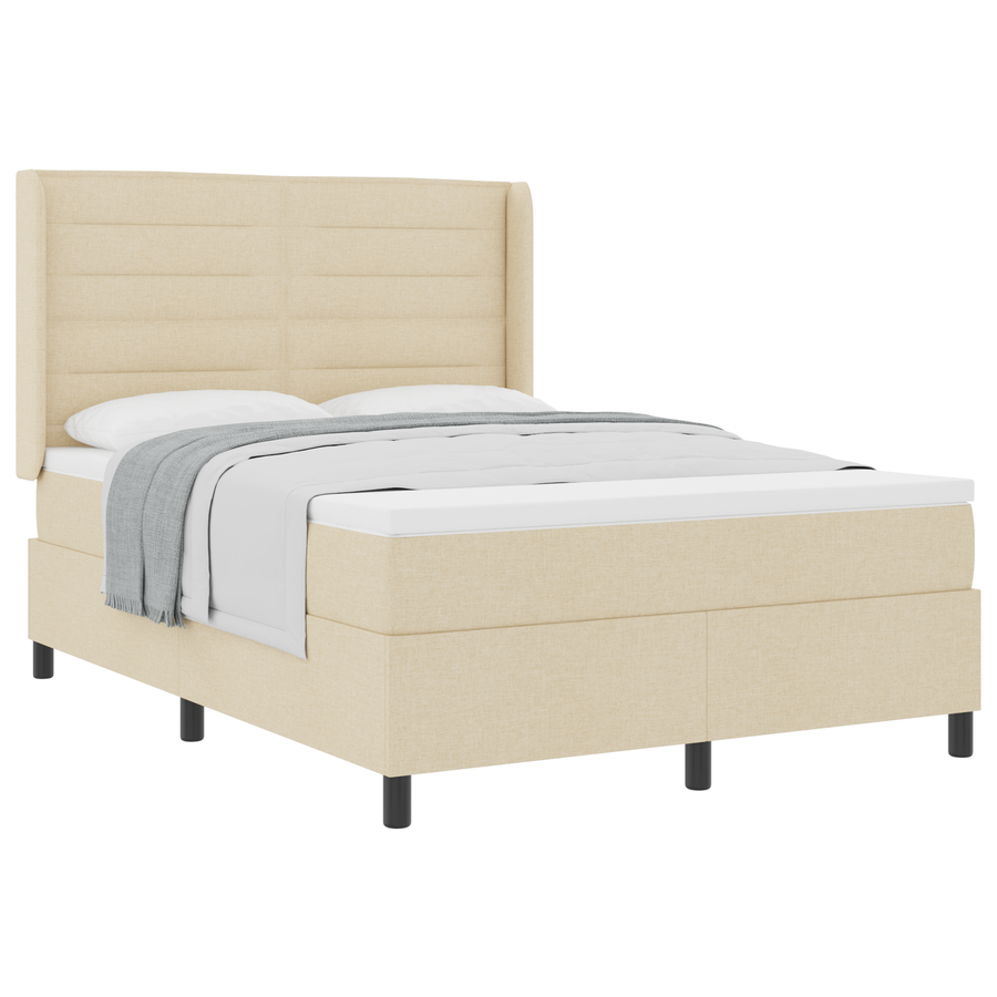 Boxspring Bed met Matras Crème 140x190 cm Stof