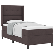 Box spring bed with mattress Dark brown 90 x 190 cm Fabric