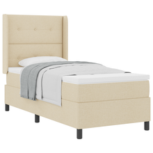 Boxspringbed met matras stof crèmekleurig 90x190 cm
