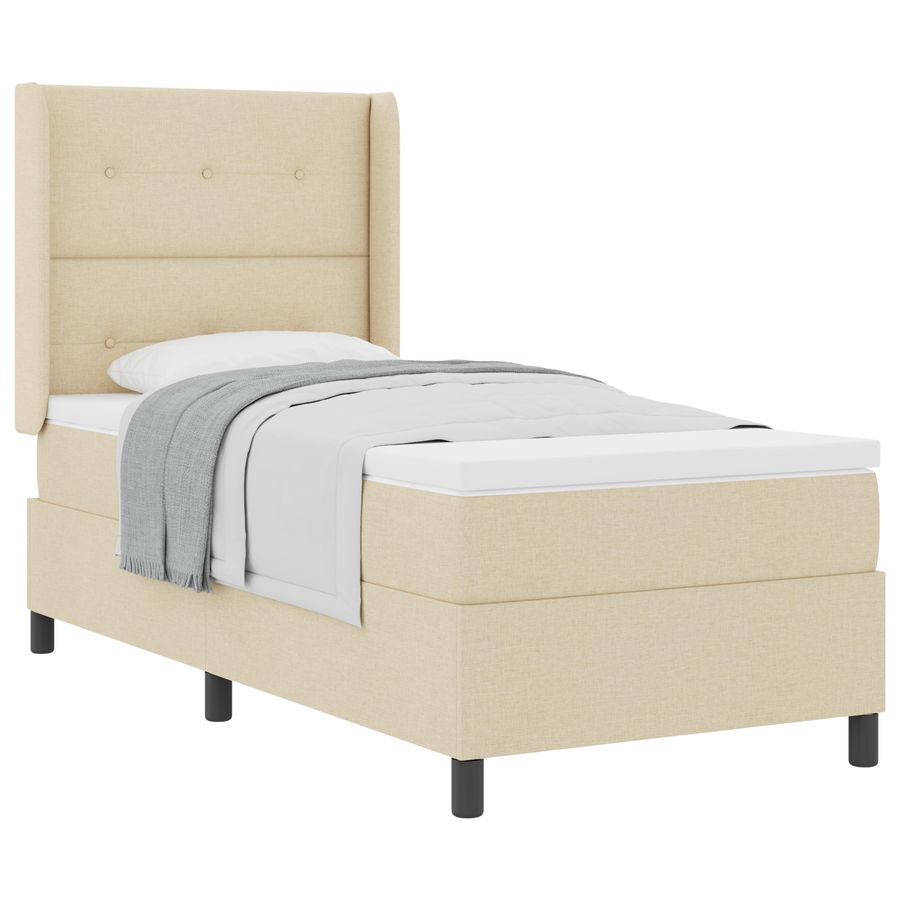 Boxspringbed met matras stof crèmekleurig 90x190 cm