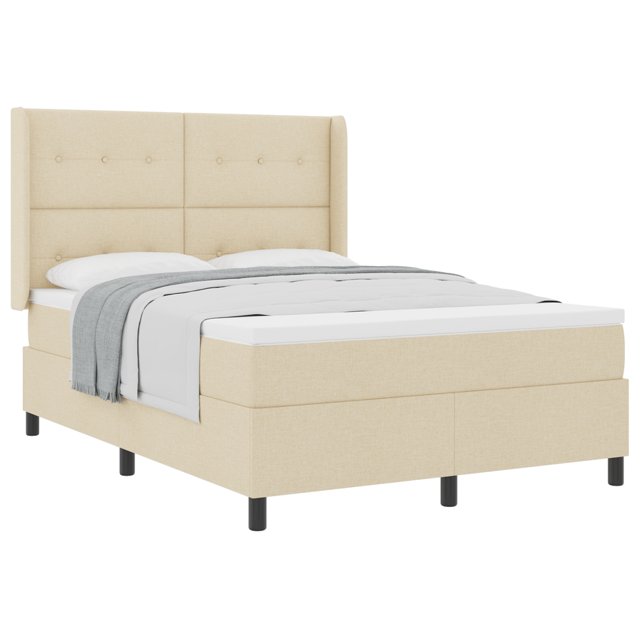 Boxspringbed met matras stof crèmekleurig 160x200 cm