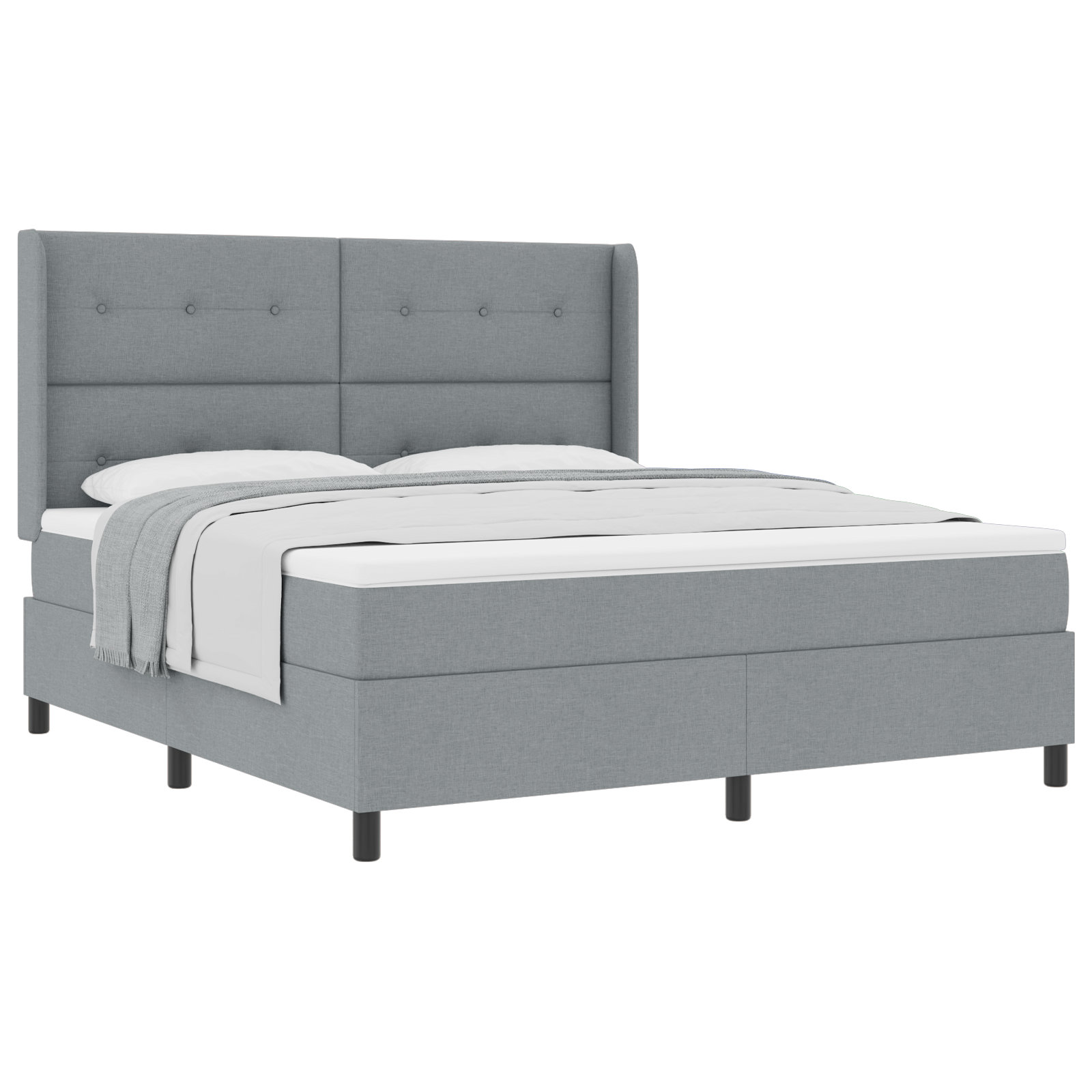 Boxspringbed met matras stof lichtgrijs 180x200 cm