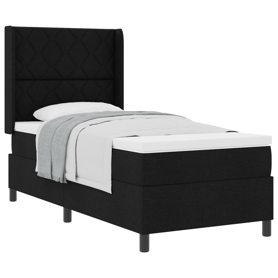Boxspringbed met matras stof zwart 100x200 cm