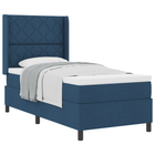 Box spring bed with mattress with headboard Blue 100 x 200 cm Fabric