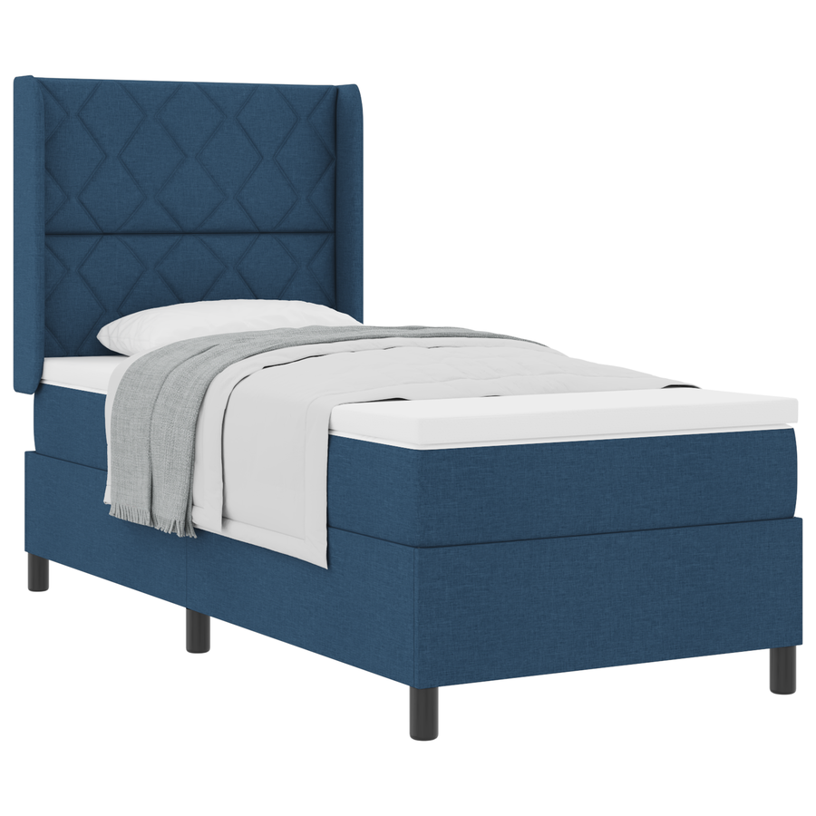Boxspringbed met matras stof blauw 100x200 cm