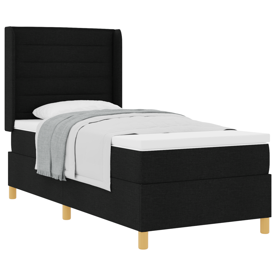 Boxspringbed met matras stof zwart 90x190 cm