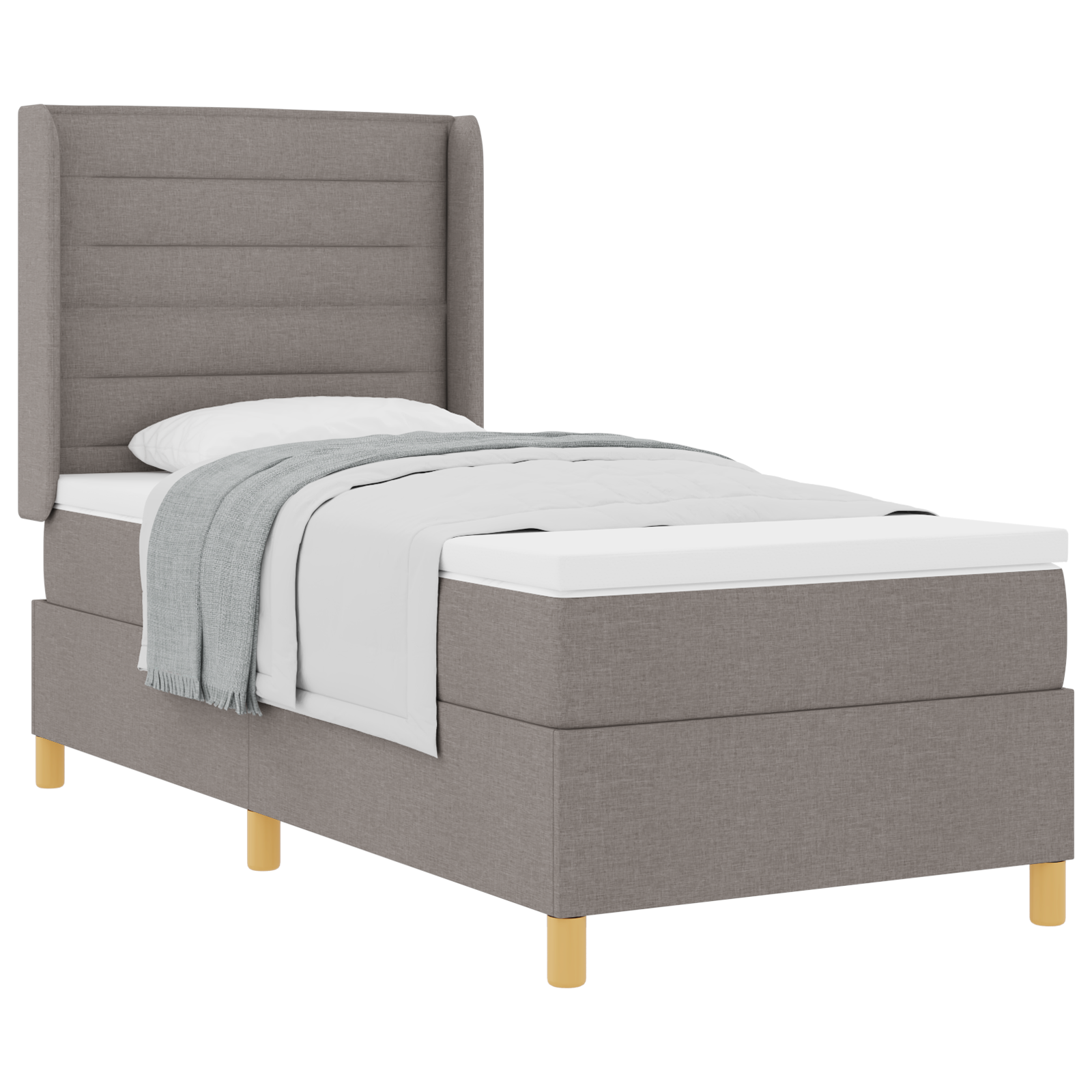 Boxspringbed met matras stof taupe 90x200 cm